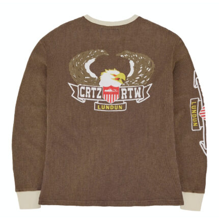 Corteiz Dipset Waffle Longsleeve Sweatshirt in Washed Brown